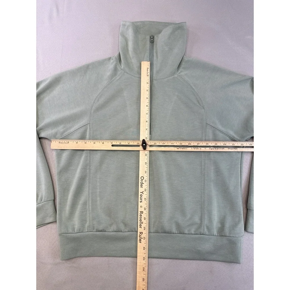 ANRABESS Half Zip Sweatshirt M Mint Green Long Sleeve Relaxed Fit Fleece